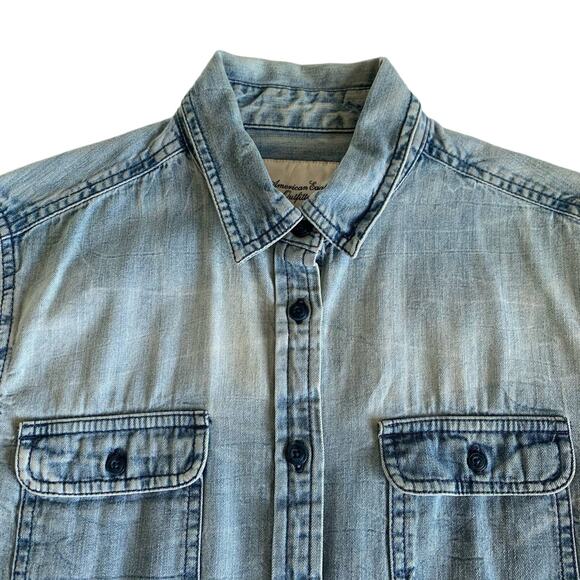 Via Penny Lane Reworked Apparel | Journey Custom Chambray Button Up Shirt - Picture 7 of 9